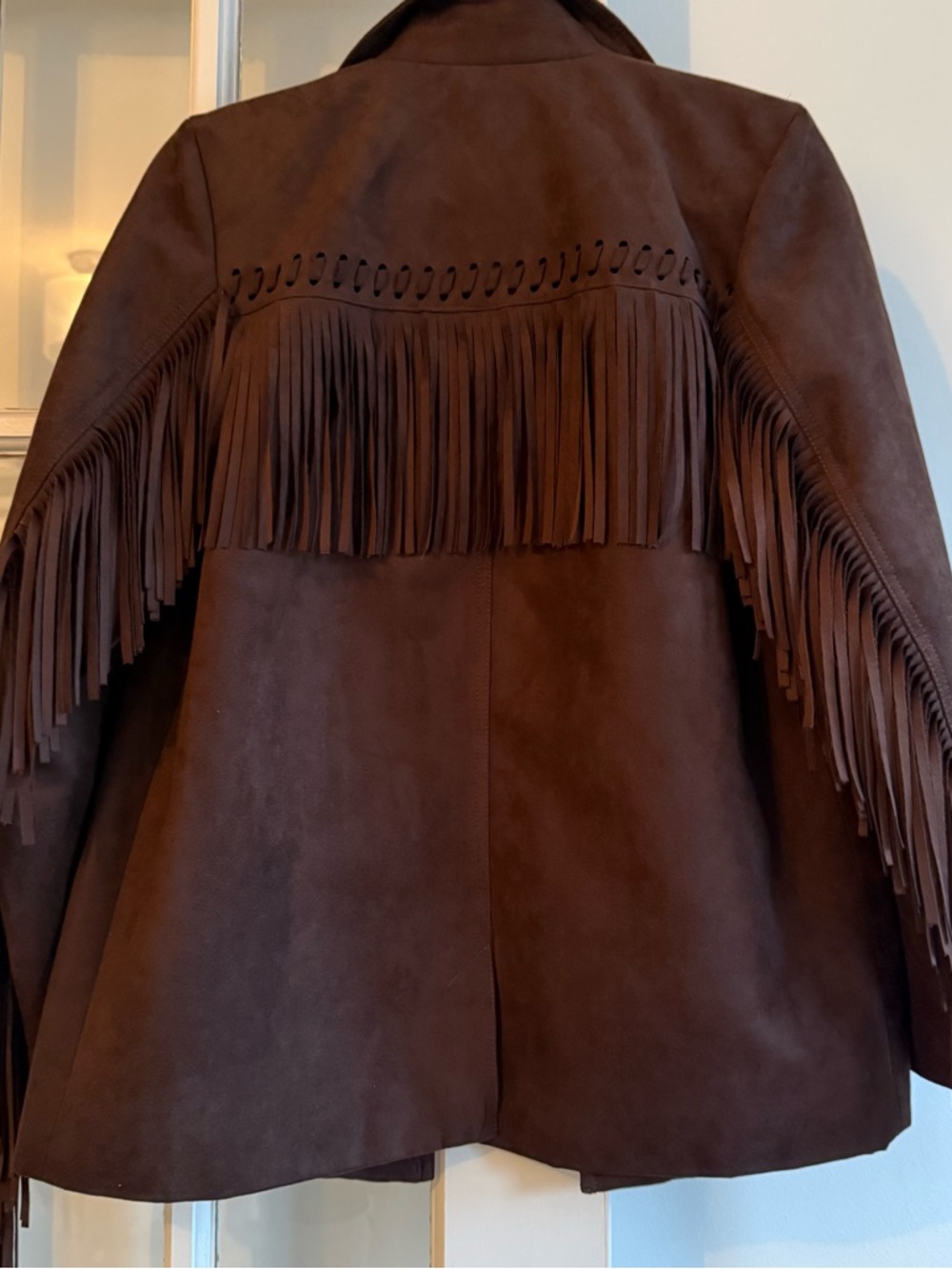 H&M Dark Brown Suede Fringe Blazer Jacket - Picture 6 of 6